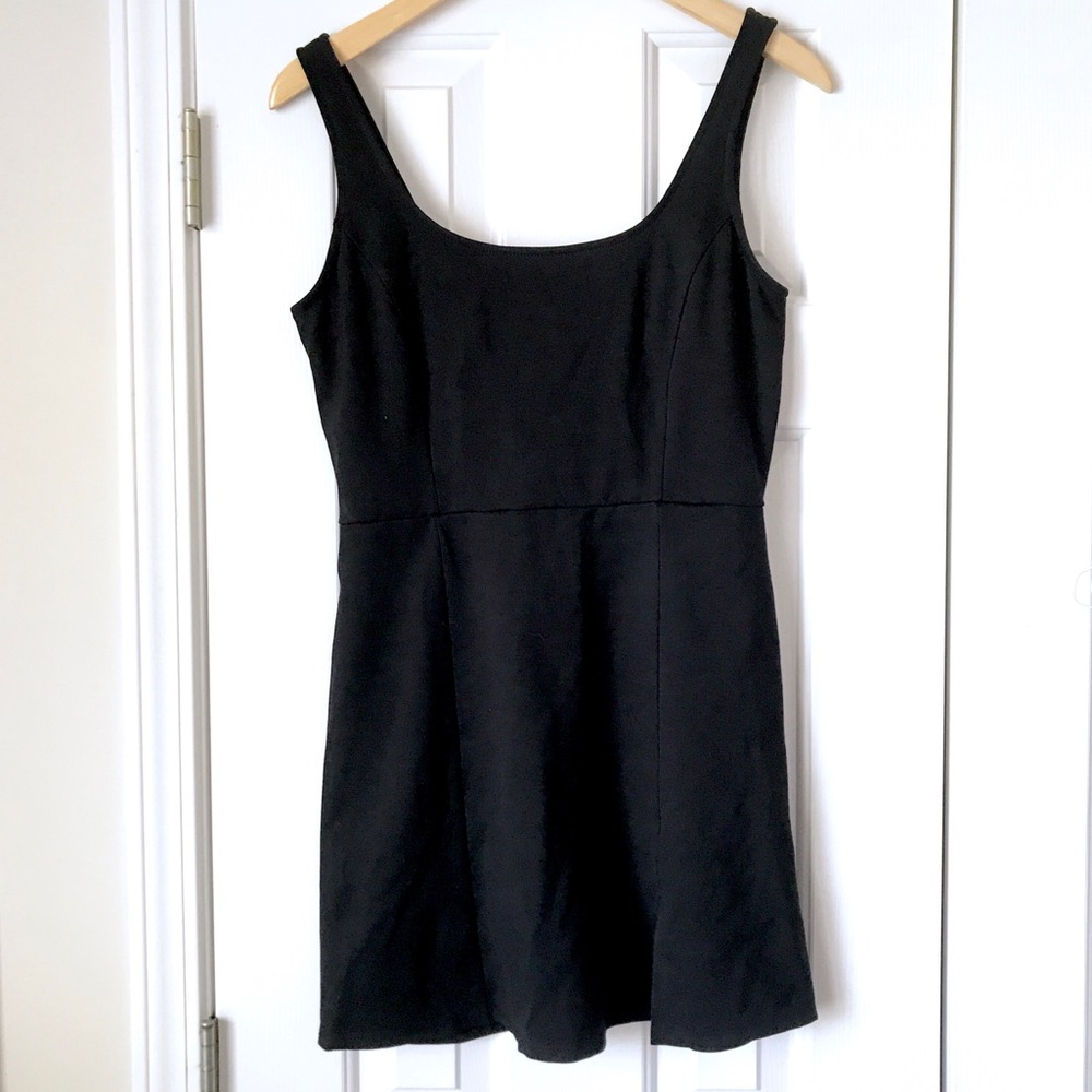 Lulu’s black stretch scoop mini dress